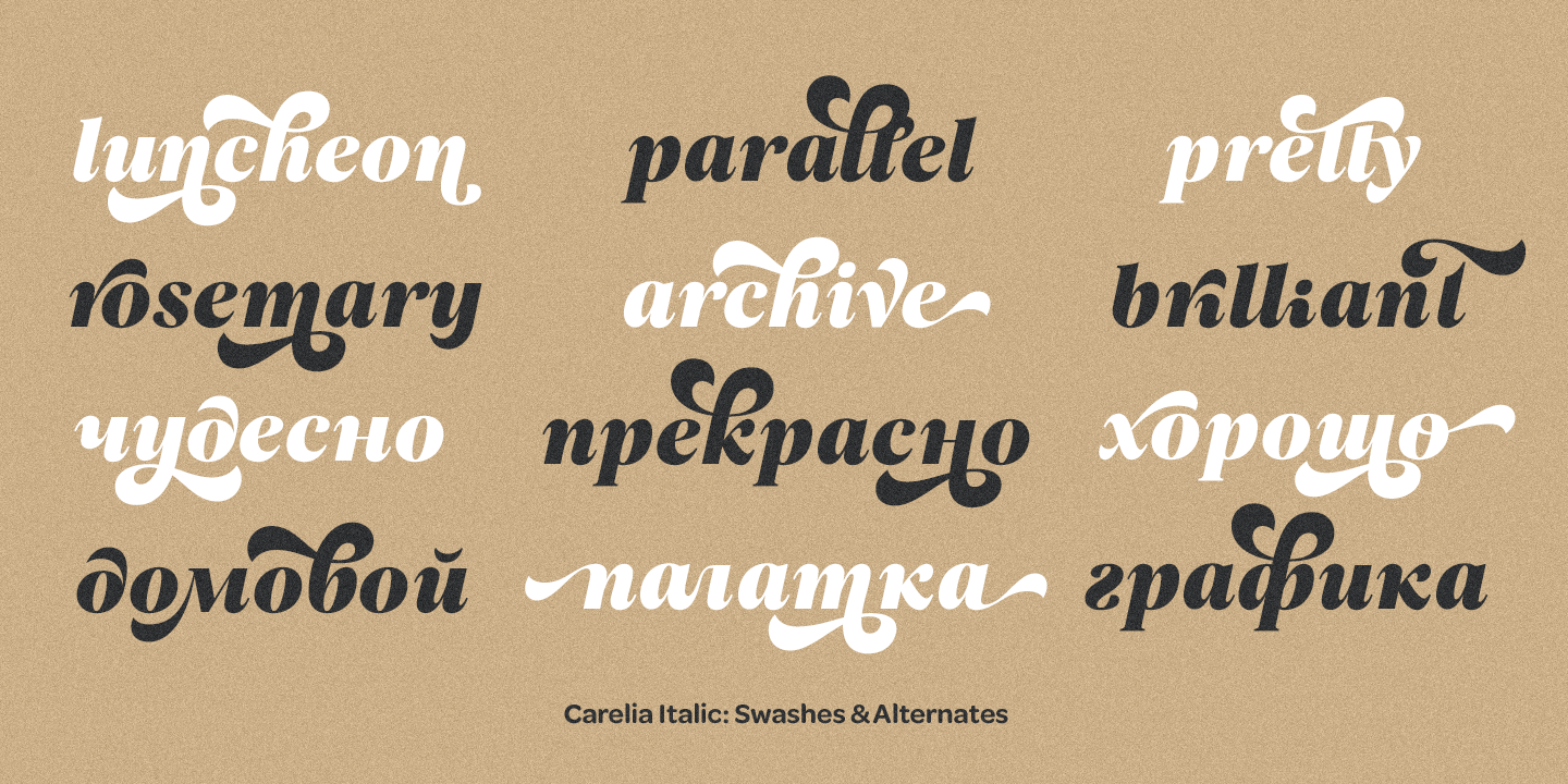 Beispiel einer Carelia Italic-Schriftart